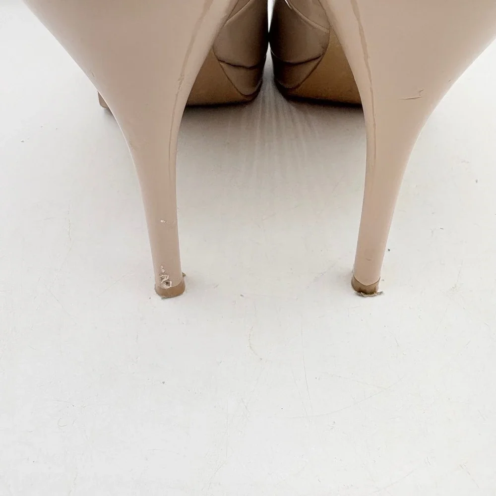 CL by Laundry Maca Nude Patent Peep Toe Platform‎ Pumps Heels Womens 9.5M